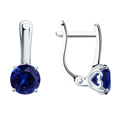 Серьги из серебра с синими корунд  