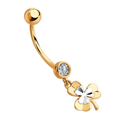 Piercing de buric din aur cu fianit