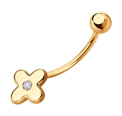 Piercing de buric din aur cu fianit