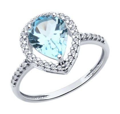 Inel din argint cu topaz și zirconiu cubic