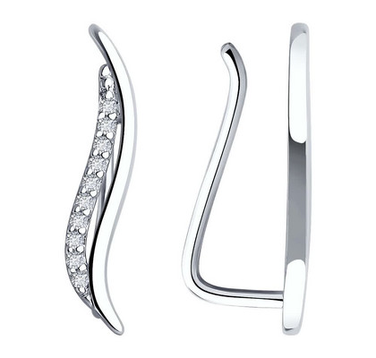 Серьги из серебра с фианитами