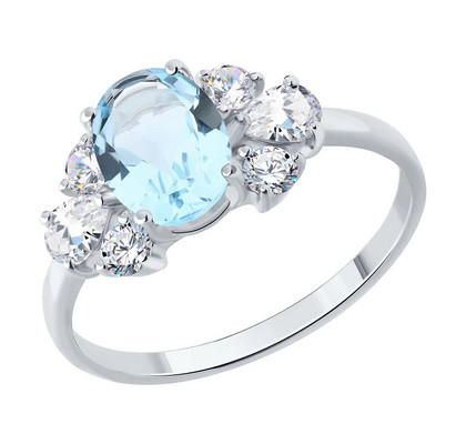 Inel din argint cu topaz și zirconiu cubic