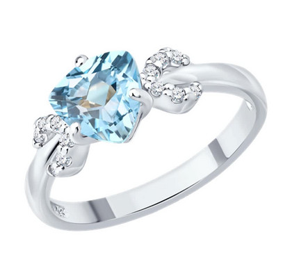 Inel din Argint cu Topaz și Zirconiu Cubic
