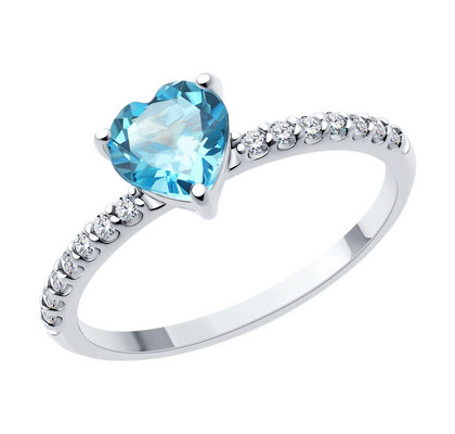Inel de argint cu topaz și zirconiu cubic