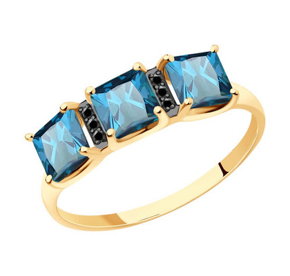 Inel din Aur cu Topaz London Blue și Zirconii