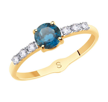 Inel din Aur cu Topaz London Blue și Zirconii