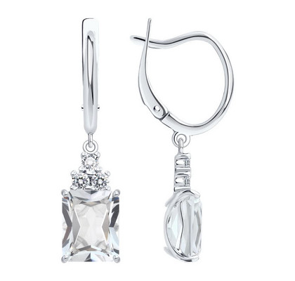 Cercei din argint cu cristal de stâncă și zirconiu cubic