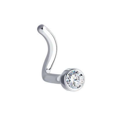 Piercing din aur alb cu zirconiu cubic