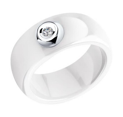 Inel din ceramică cu aur alb și diamant